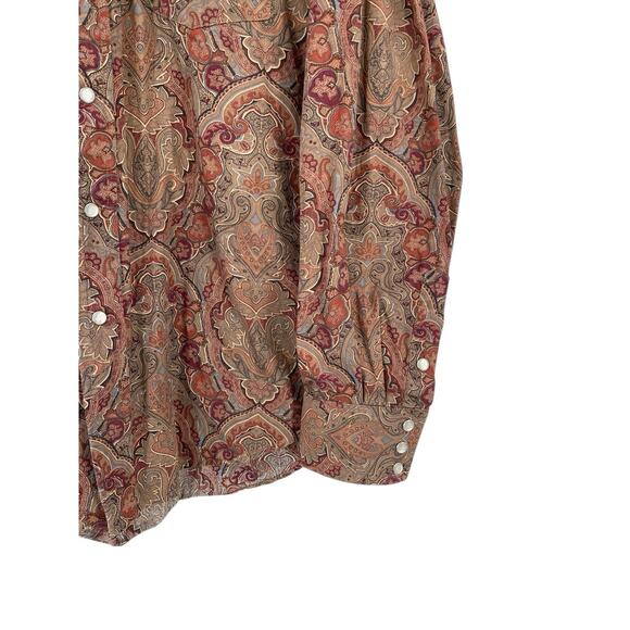Stetson Shirt Pearl Snap Paisley Long Sleeve Men’s Size Medium - Picture 2 of 12